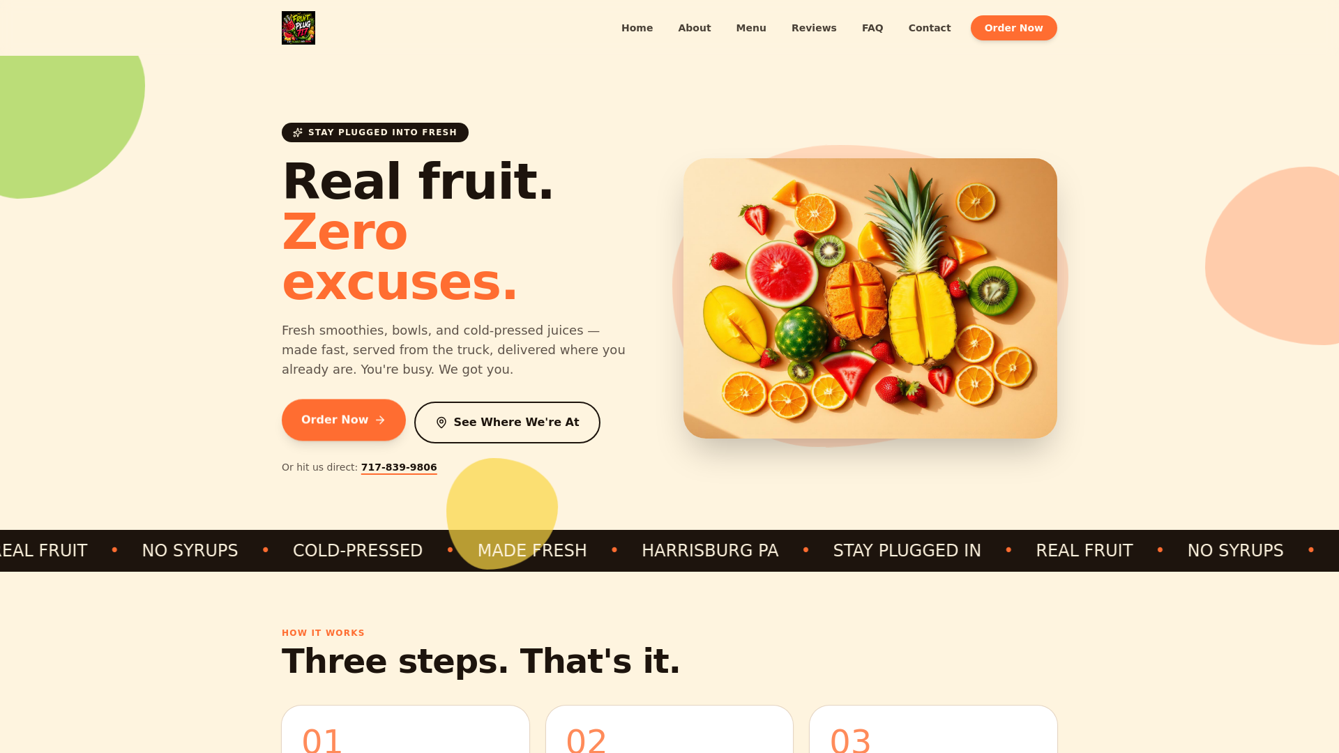 Fruit Plug 717 website preview.